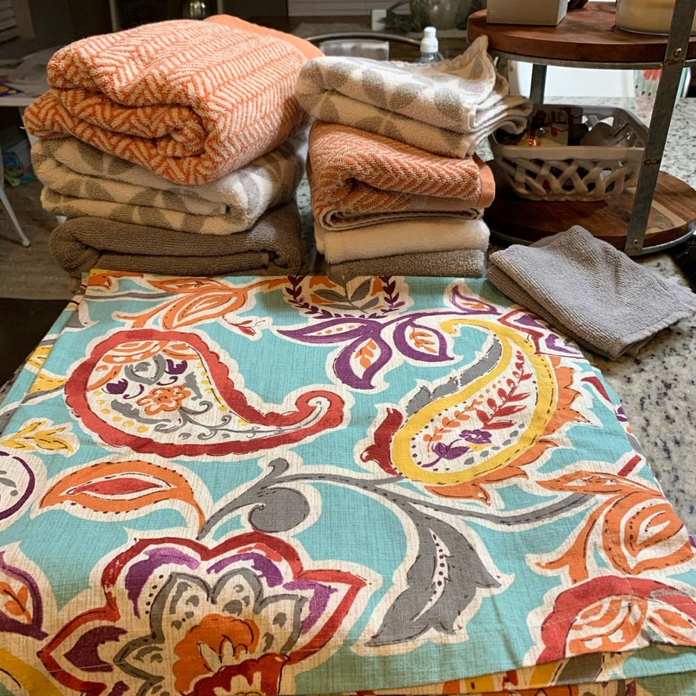 Shower Curtain and Towel Lot